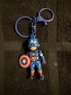 Blue Captain America Hero Keychain for Kids